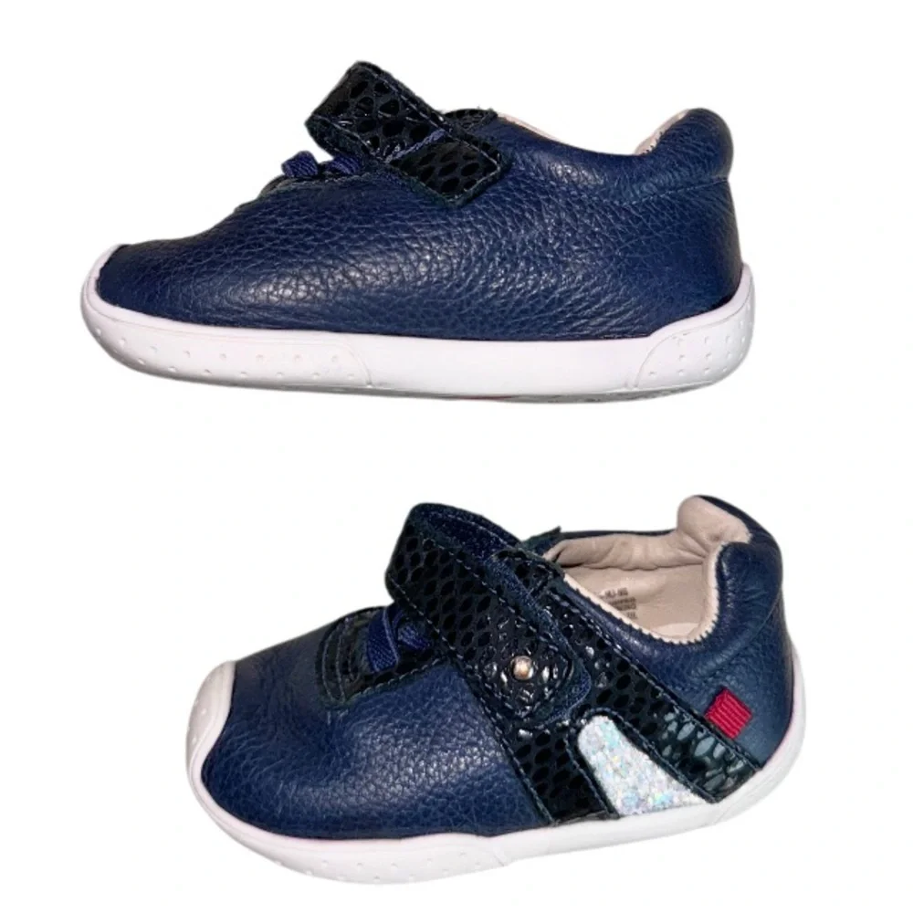 MARC JACOB navy leather tennis shoes ROBEEZ GIrls size 5.5